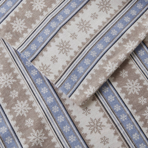 English Elm 4 Pcs Cozy Blue Snowflake Sheet Set - Soft Cotton Flannel, Year-Round Comfort For Full Beds B035P319780