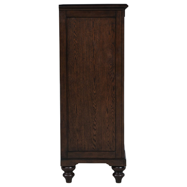English Elm Berwick Five Drawer Chest with Oak Veneer and Gunmetal Hardware for Bedroom Storage B062P440099