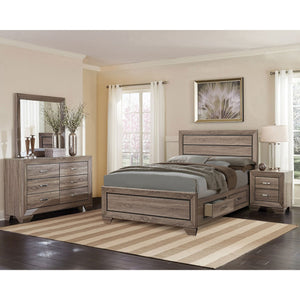 English Elm Oatfield Rustic Washed Taupe Eastern King Storage Bed with Horizontal Panels & 4 Underbed Drawers B062S00949