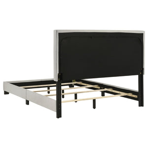English Elm Efram Upholstered Panel Bed with Tall Padded Headboard and Matte Black Wood Legs Cream B062P441118