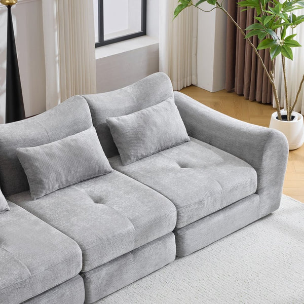 English Elm Modular Cloud Sectional Sofa Bed with Flannelette Upholstery for Flexible Living Grey W1829S00076