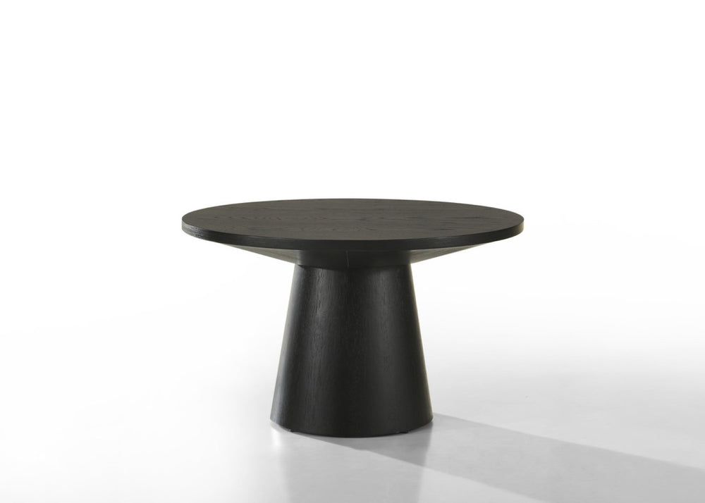 English Elm Jacopo Round Pedestal Coffee Table Oak Veneer Ebony Finish Compact Living Room B2749S00214