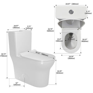 English Elm 1.1/1.6 Gpf Elongated Ceramic One-piece Toilet Skirted Base Comfort Height Soft Close B2724P246930