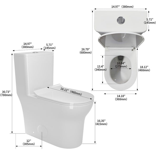 English Elm 1.1/1.6 Gpf Elongated Ceramic One-piece Toilet Skirted Base Comfort Height Soft Close B2724P246930