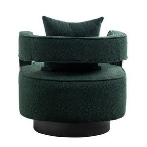 English Elm 29.13"w Boucle Swivel Accent Chair Open Back 360 Rotation Modern Lounge Seating Green W3188P417877