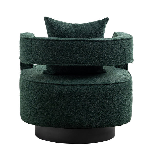 English Elm 29.13"w Boucle Swivel Accent Chair Open Back 360 Rotation Modern Lounge Seating Green W3188P417877
