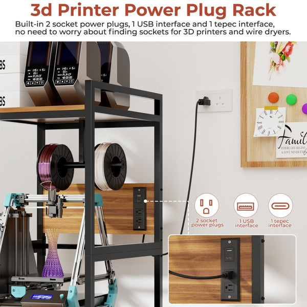 English Elm 3d Printer Open Frame Workstation Heavy Steel Build with Spool Holder and Power Panel W3190P395815