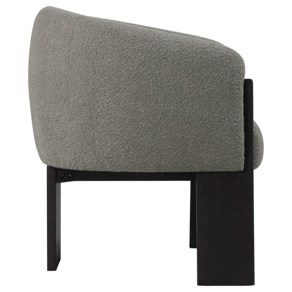 English Elm Maciel Boucle Barrel Accent Chair with Matte Black Legs for Modern Living Spaces B062P451836