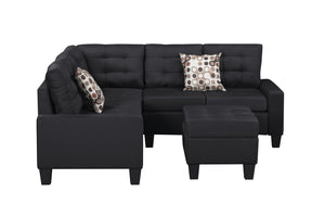 English Elm 6-Piece Upholstered Sectional with Pocket Springs, Tufted 5.5" Seat, Sturdy Wood Frame, Easy Assembly Black 28.54 L x 23.23 W x 15.16 H W2297S00019