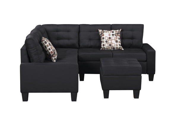 English Elm 6-Piece Upholstered Sectional with Pocket Springs, Tufted 5.5" Seat, Sturdy Wood Frame, Easy Assembly Black 28.54 L x 23.23 W x 15.16 H W2297S00019