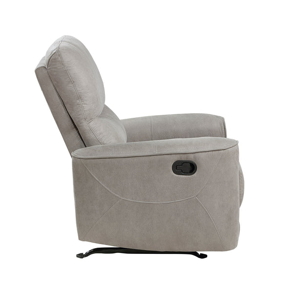 English Elm Modern Rocker Reclining Chair Gray Polished Microfiber — Transitional Track Arms, Contoured Seat, Manual Recline Comfort 39.5"H B011P204482