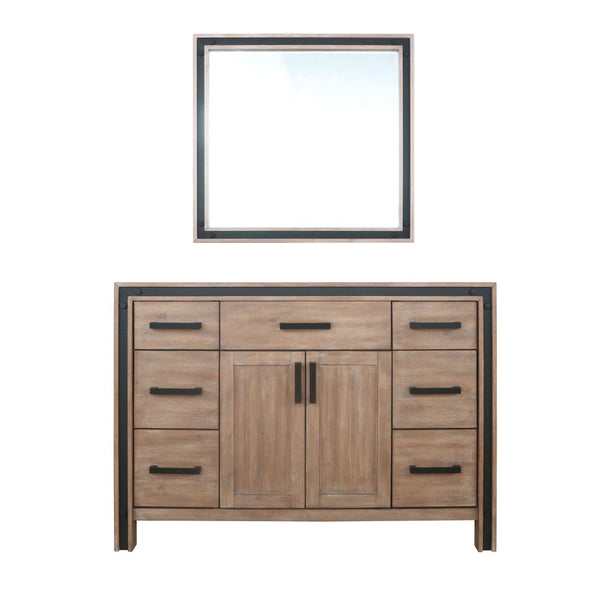 English Elm Rustic Barnwood Bath Vanity Set With Coordinating Mirror, Ample Storage & Farmhouse Charm – 48"X22" B2731S00541-GIGA