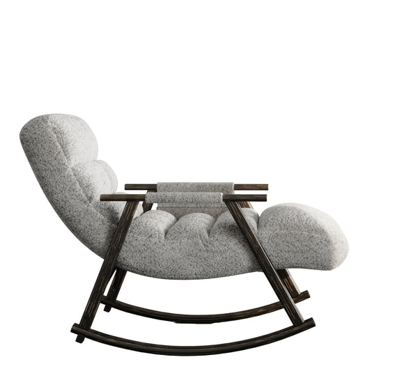 English Elm 42"l Folding Rocking Chair Iron Frame Cushioned High Back Adjustable Footrest Lounge Grey W1669P163321