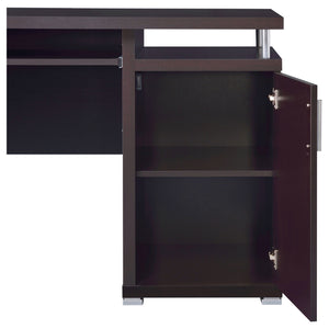 English Elm Rochelle Cappuccino 2-Drawer Office Desk with Compact One-Door Storage, Warm Espresso-Tone Finish, Space-Saving Surface B062P328704
