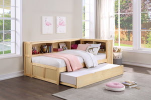 English Elm Natural Pine Twin Trundle Bed Handleless Low Profile Scandinavian Bedroom Unit B011P471681