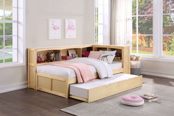 English Elm Natural Pine Twin Trundle Bed Handleless Low Profile Scandinavian Bedroom Unit B011P471681