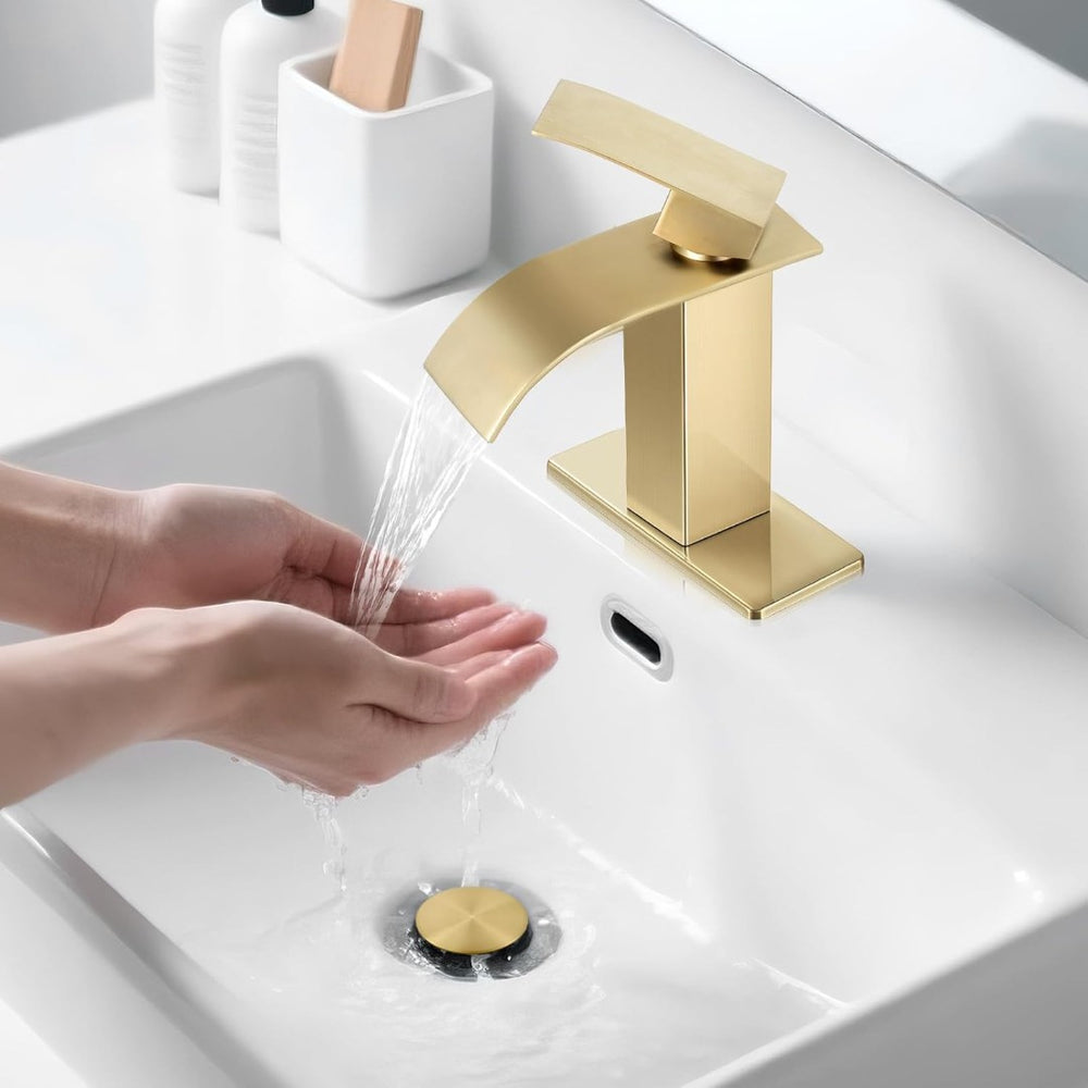 English Elm Single Handle Bathroom Faucet - Brushed Gold Lavatory Tap, Stainless Steel, Easy Install & Durable T3177P388148-GIGA