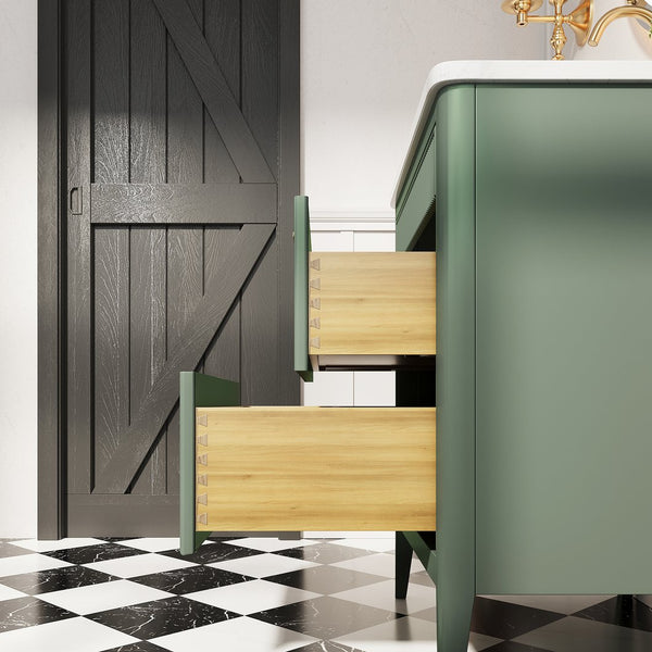 English Elm Fully Assembled 30'' Green Bathroom Vanity With Solid Wood & Engineered Marble Top - Elegant Storage Solution W1826P308974