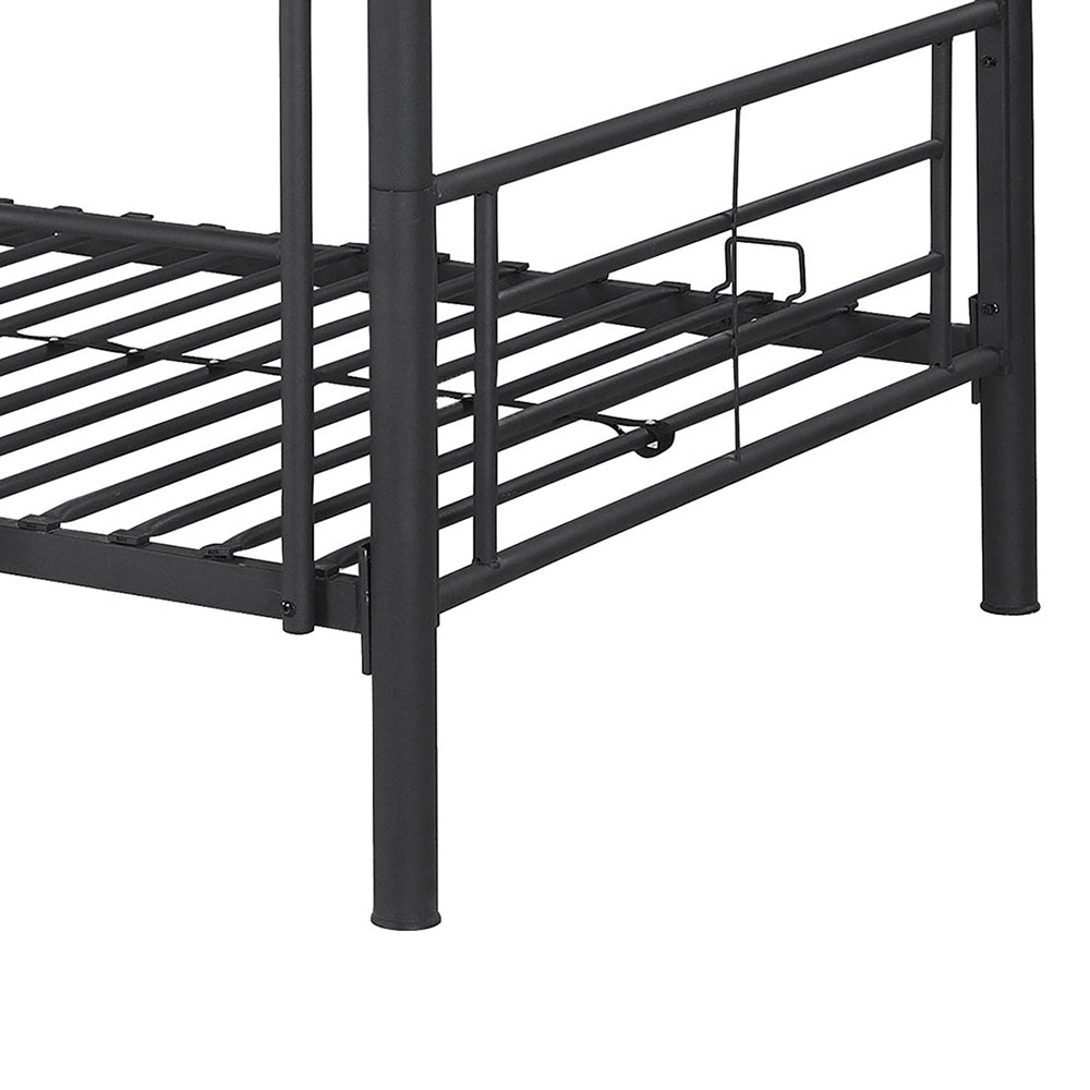 English Elm Marin Black Twin Over Twin Bunk Bed with Integrated Lighting, Sleek Metal Frame for Space-Saving Comfort B062P331074