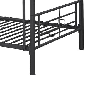 English Elm Marin Black Twin Over Twin Bunk Bed with Integrated Lighting, Sleek Metal Frame for Space-Saving Comfort B062P331074
