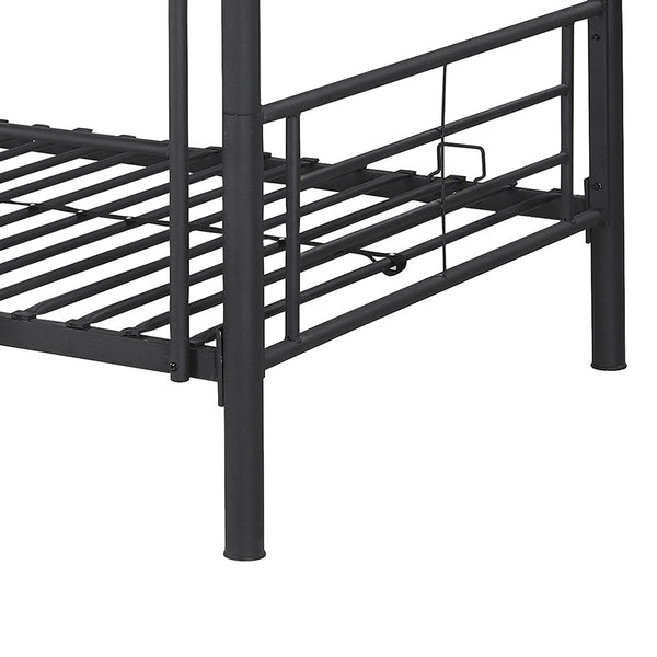 English Elm Marin Black Twin Over Twin Bunk Bed with Integrated Lighting, Sleek Metal Frame for Space-Saving Comfort B062P331074