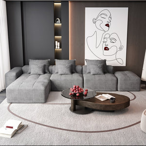 English Elm Modern Oversized Modular Sectional Sofa – Luxurious Chenille Fabric With 6 Pillows, No Assembly Needed! W1885S00072