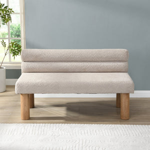 English Elm Upholstered Dining and Entryway Bench with Rubberwood Legs Padded Seat 300 Lb Capacity Light Grey,Natural N779P371712E
