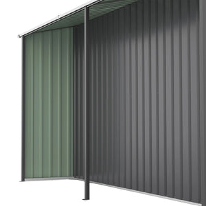 English Elm 10x12 Ft Galvanized Steel Outdoor Shed Dual Zone Lockable Sliding Doors Backyard Storage Dark Gray W1598S00034