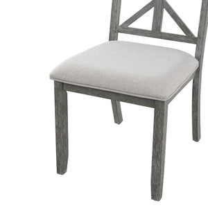 English Elm Trexm Retro Extendable Round Dining Set with Four Linen Upholstered Chairs Rubberwood Grey ST000141AAE-2026
