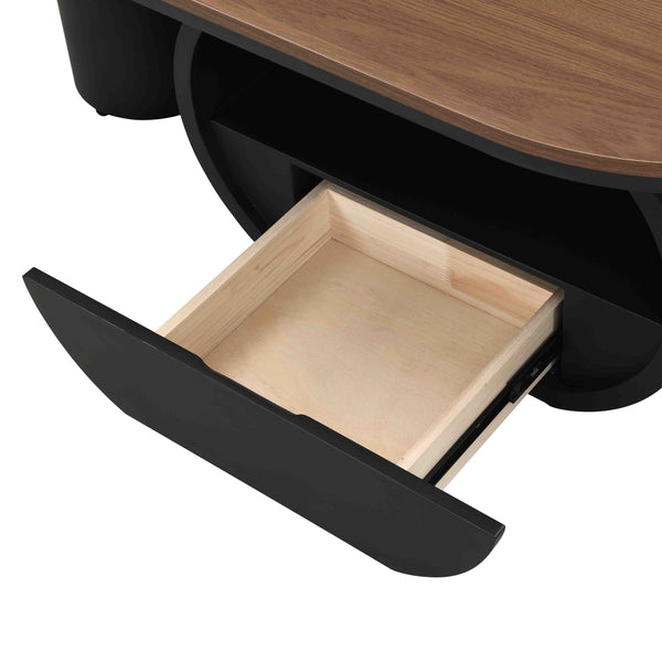 English Elm Luxury Industrial Oval Coffee Table with Gold Metal Frame, Drawer Storage, Adjustable Feet, 47.24" W821S00030