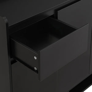 English Elm ON-TREND Modern Shoe Cabinet with Adjustable Shelves, Solid Wood Legs, Spacious Entryway Storage Sideboard Black WF321211AAB