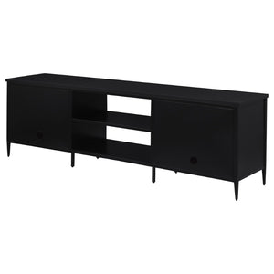 English Elm Kenneth Wide Format Tv Stand with Rattan Doors and Open Shelving for Living Rooms B062P440086
