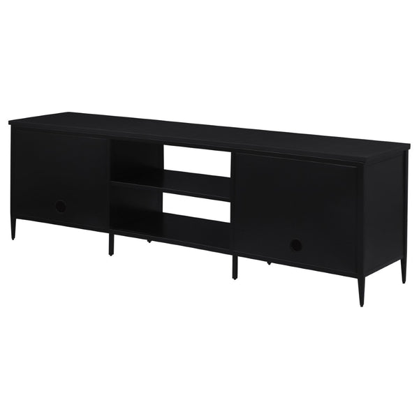 English Elm Kenneth Wide Format Tv Stand with Rattan Doors and Open Shelving for Living Rooms B062P440086