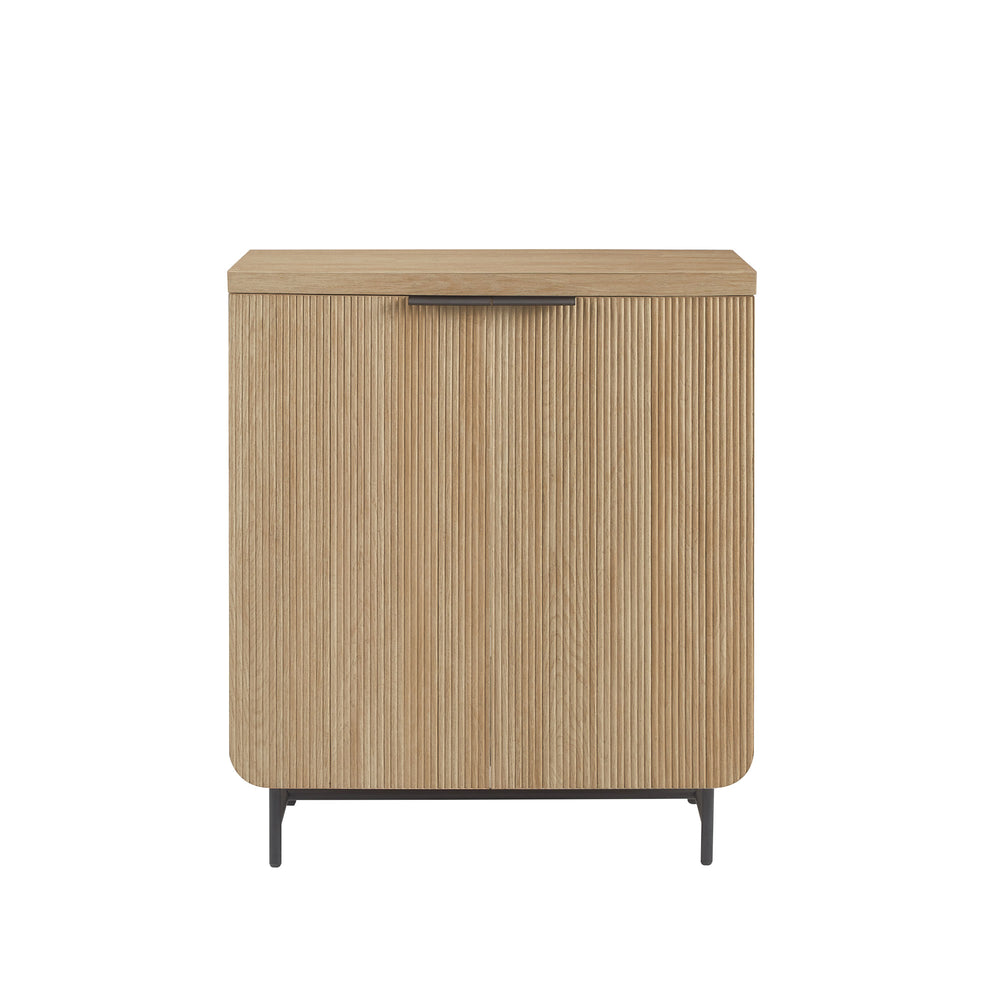 English Elm Walker Edison - Modern Coastal Oak Fluted Storage Console with Soft-Close Doors, Adjustable Shelf, Scandi Style B185P169150