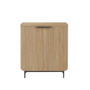 English Elm Walker Edison - Modern Coastal Oak Fluted Storage Console with Soft-Close Doors, Adjustable Shelf, Scandi Style B185P169150