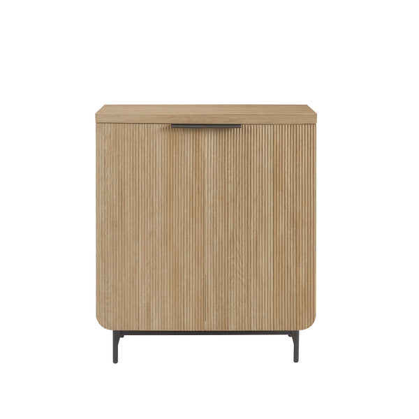 English Elm Walker Edison - Modern Coastal Oak Fluted Storage Console with Soft-Close Doors, Adjustable Shelf, Scandi Style B185P169150