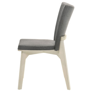 English Elm Jean Grey Upholstered Dining Side Chair Set of 2 — Soft Gray Cushioned Seats with Angular White Bases, Tailored Elegance B062P374132