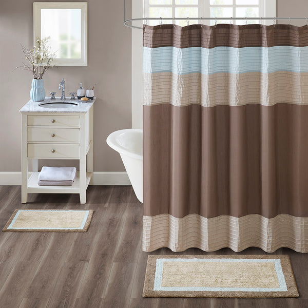 JLA Home Madison Park - Cotton Plush Tufted Bath Rug — Soft, Absorbent Spa-Like Comfort with Machine Washable, Non-Slip Backing Blue MP72-1048