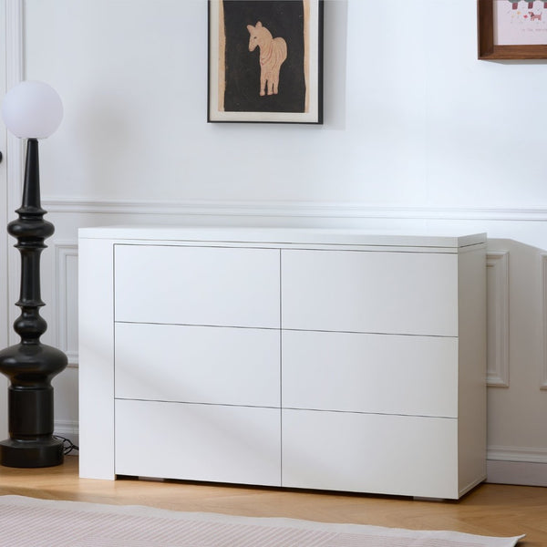 English Elm Six Drawers Multi-Functional White Desk With Removable Top – Versatile Storage For Home & Office W3871P369001-GIGA