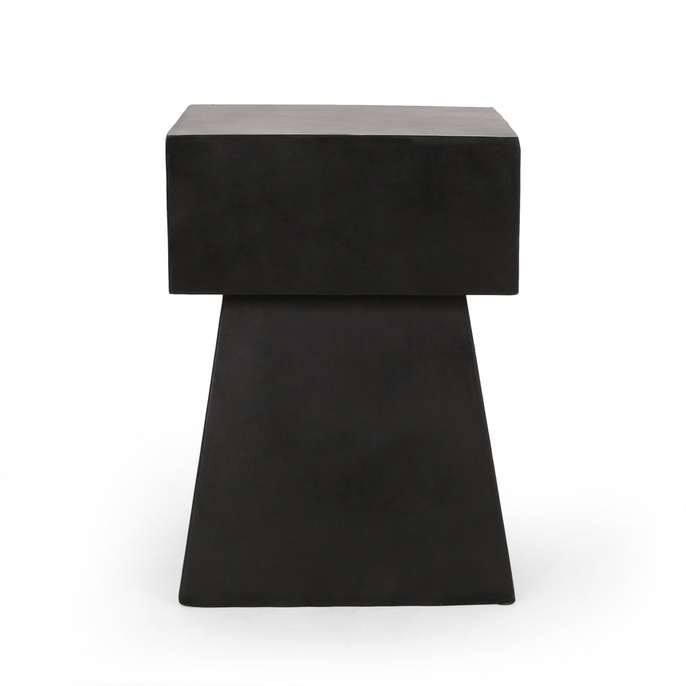 English Elm Christopher Knight Home® - AESOP Pedestal Side Table in Black Lightweight Concrete — Modern No-Assembly Accent Table, 19" H 67585.00BLK