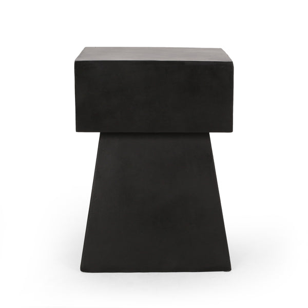English Elm Christopher Knight Home® - AESOP Pedestal Side Table in Black Lightweight Concrete — Modern No-Assembly Accent Table, 19" H 67585.00BLK