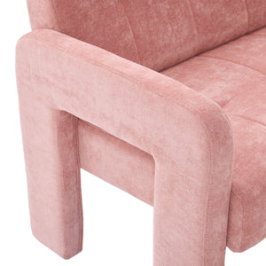 English Elm Nordic Ergonomic Double Armchair Upholstered Chenille Sofa 2-Seater Compact Lounge Chair 550LB Capacity Pink W395P380535