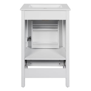 English Elm 20-Inch Compact Bathroom Vanity with Ceramic Sink, Soft-Close Storage, Divider Drawer & Easy Plumbing Access White N729P334847K