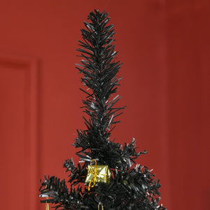 English Elm Homcom Slim Black Pencil Christmas Tree 6ft Artificial with 390 Branch Tips Unlit W2225P229803