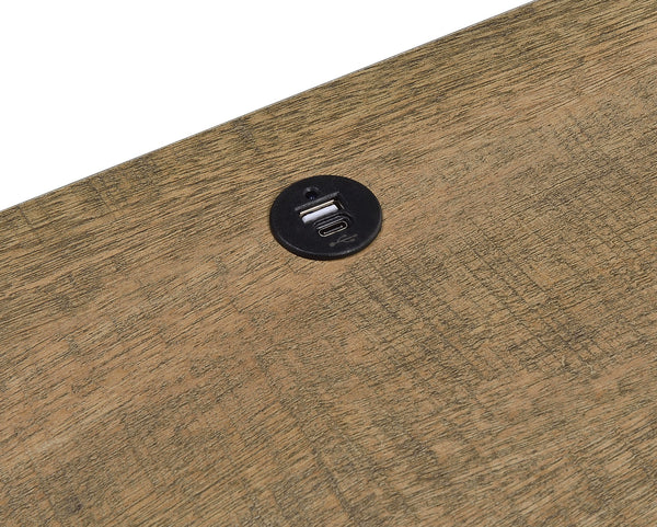 English Elm 1pc Modern Nightstand with Wood-Grain Finish, Two Spacious Drawers, Dual USB-A/C Charging & LED Motion Light Mango color,Oak 27.5 L x 21.75 W x 7.25 H B011P337720