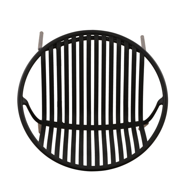 English Elm Christopher Knight Home® - Patio Ergonomic Stackable Dining Chairs with Breathable Cutout Backs, Metal Legs, 300lb Capacity Black N768P192555K