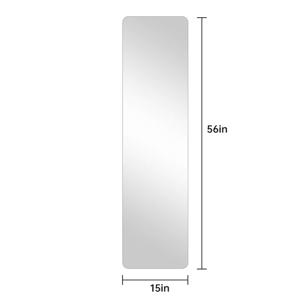 English Elm 56"x 15" Full Body Round Corner Mirror with 5mm Silver, Explosion-Proof Film, Corrosion-Resistant HD Reflection W2709P329033