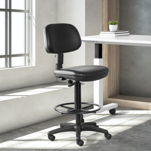OSP Home Furnishings Sculptured Vinyl Drafting Chair Ergonomic Adjustable Seat for Lab or Tall Workstation Use DC517V