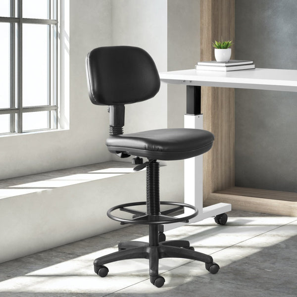 OSP Home Furnishings Sculptured Vinyl Drafting Chair Ergonomic Adjustable Seat for Lab or Tall Workstation Use DC517V
