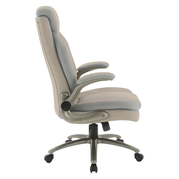 OSP Home Furnishings Big and Tall Ergonomic Office Chair with Lumbar Support Leather Seat 400 Lb Capacity Taupe ECH14517BT-EC21